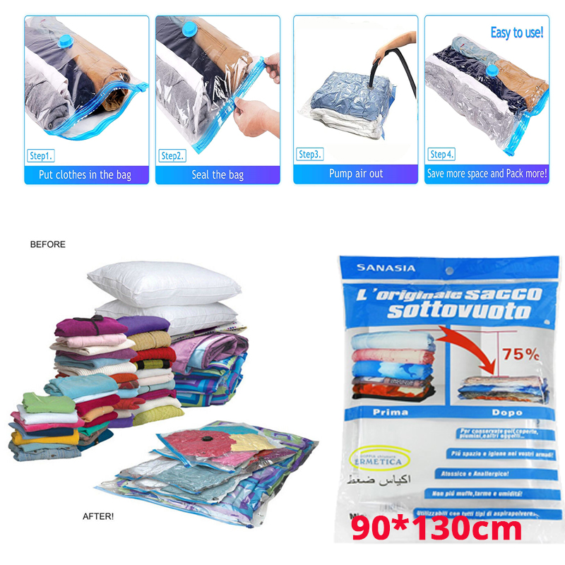 90*130 cm vacuum bag Save Space for Bedding, Duvets, Clothes ReUsable for travel packing