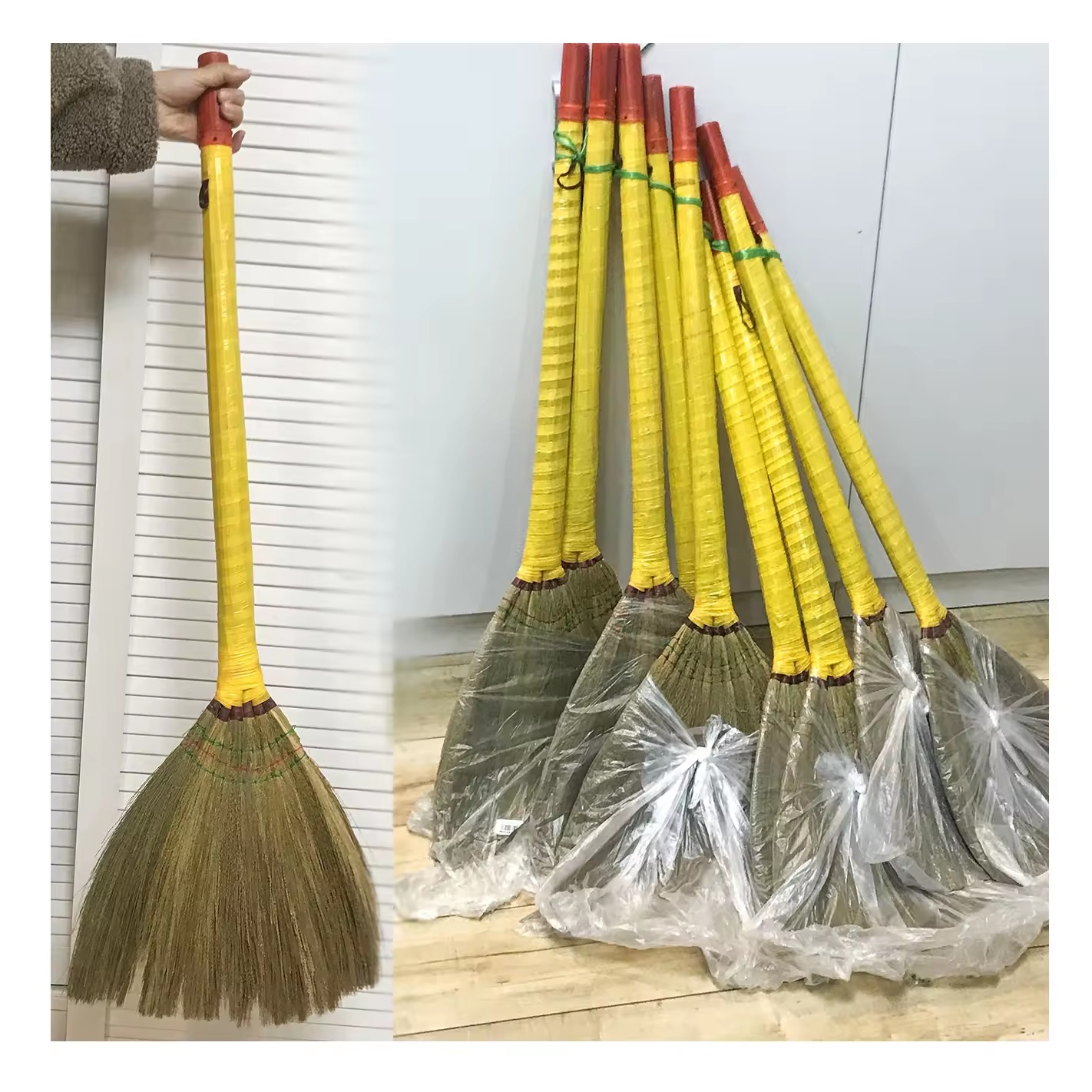 96cm Indian Grass Broom Handmade Natural Grass For Houshold,Outdoor,Garden,Office,General Cleaning