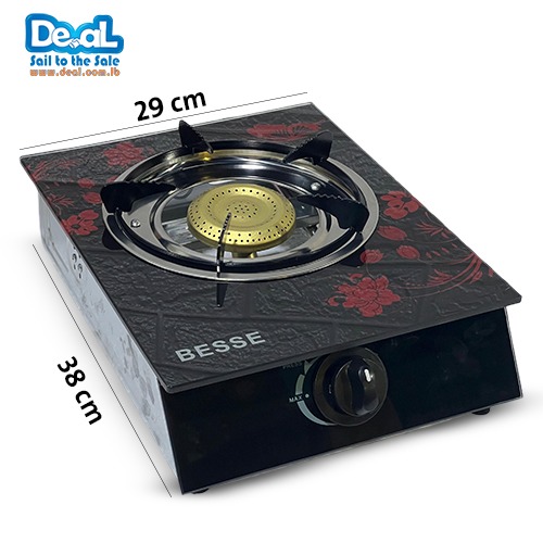 BESSE One Burner Glass Top Gas Cooker 38x29cm