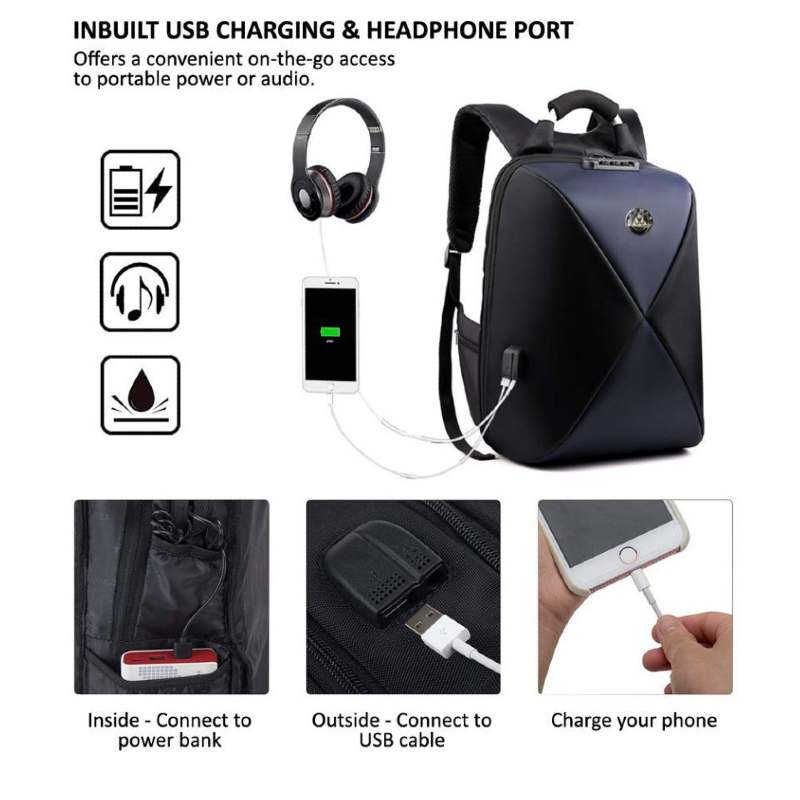 BIAO WANG WATERPROOF ANTI-THEFT BACKPACK USB CHARGER