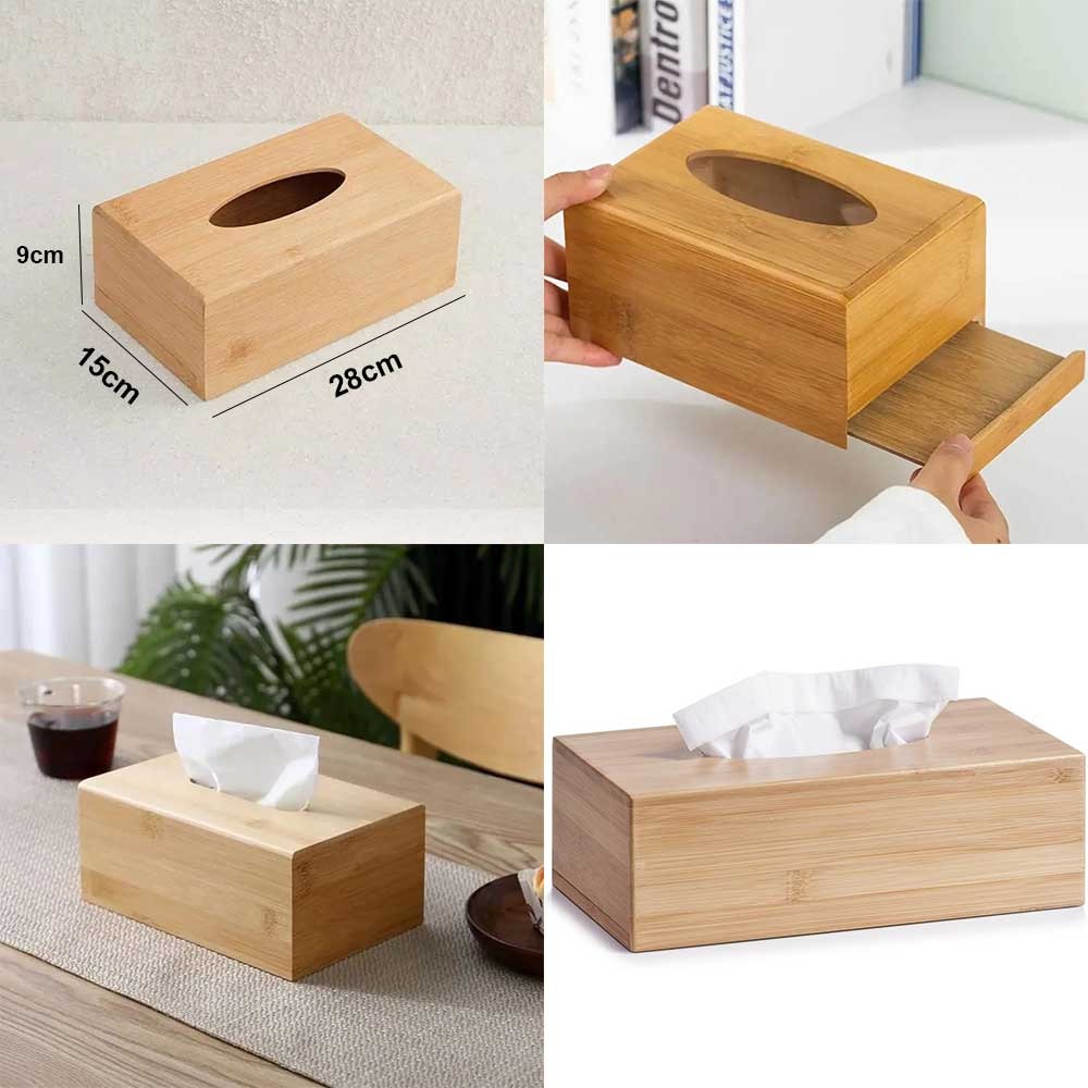 Bamboo Tissue Box Holder,Super Elegant Tissue Box Holder,Storage Paper Box Tissue Box Cover