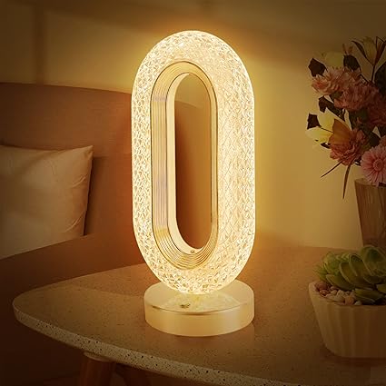 Bedside Lamp with 3 Colors Modes - Crystal Lamp, Touch Control Table Lamp for Bedroom, 3000K-6500K Small Lamp with USB Charging