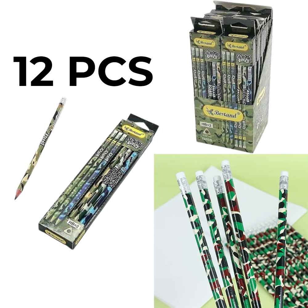 مجموعة أقلام رصاص جيشي (12 قطعة) | Bertand Camouflage Pencils (12 Pcs)