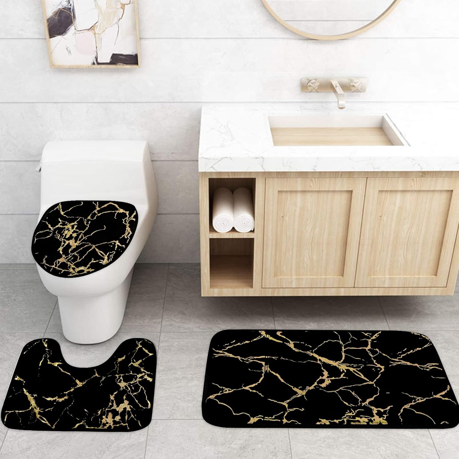 Black Luxury marble 3piece bath sets