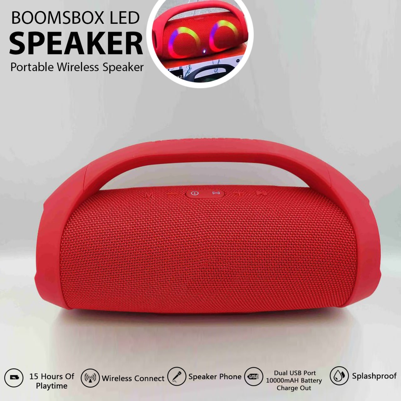Booms Box Led Portable Wireless Speaker