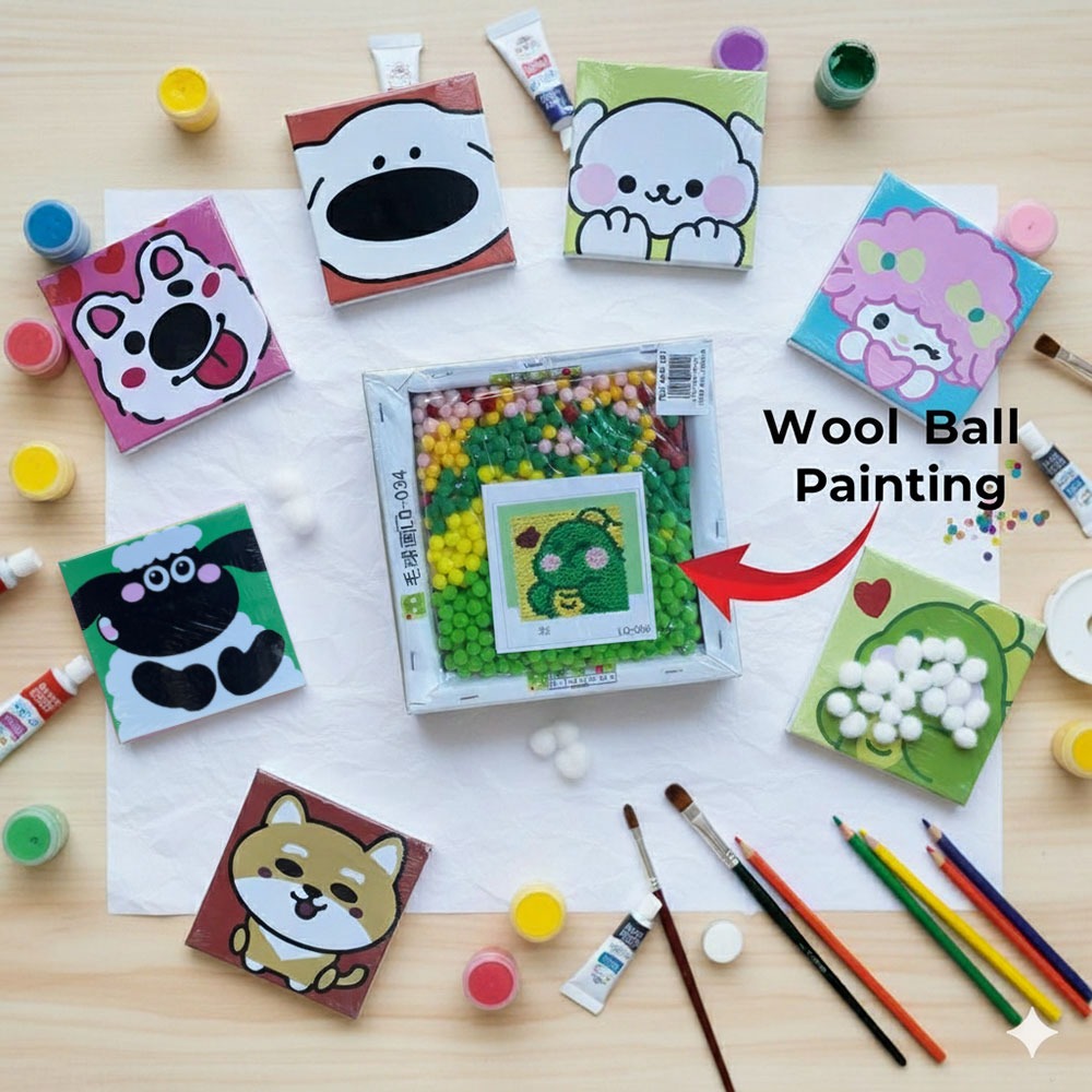 Children DIY Wool Ball Painting,20*20cm