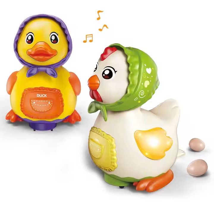 Children Electric Egg Laying Duck Egg or Laying Hen Lighting Music Toy