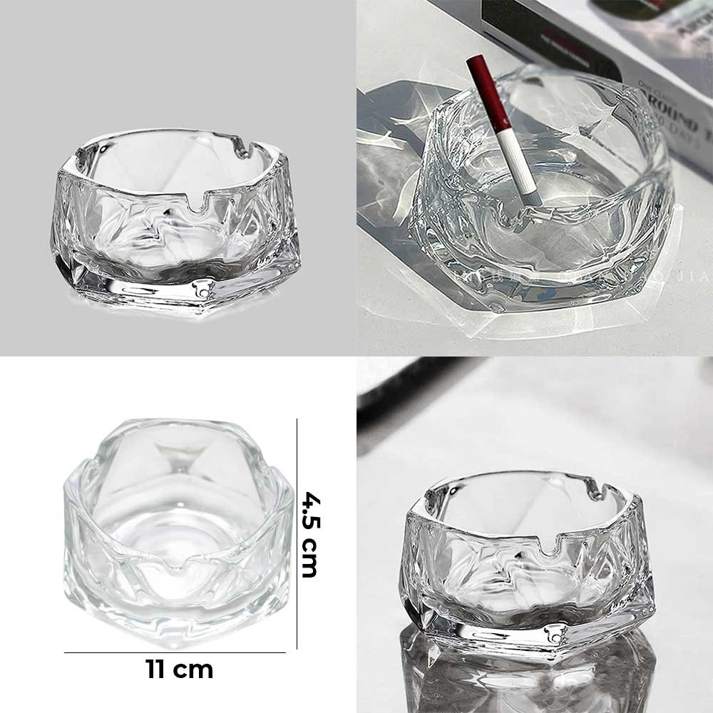 Clear Glass Ashtray, Crystal Geometric Ashtray, 1 Pc Portable Decorative Glass Ashtray Indoor Outdoor, Cigar Cigarette Table ashtray Decoration