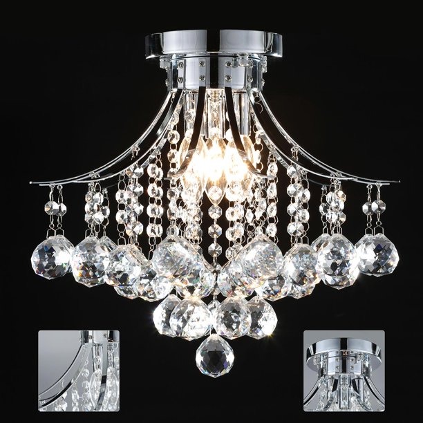 Crystal+Chandelier+with+3+lights+Mini+Style+Flush+Mount+Ceiling+Light+Fixture