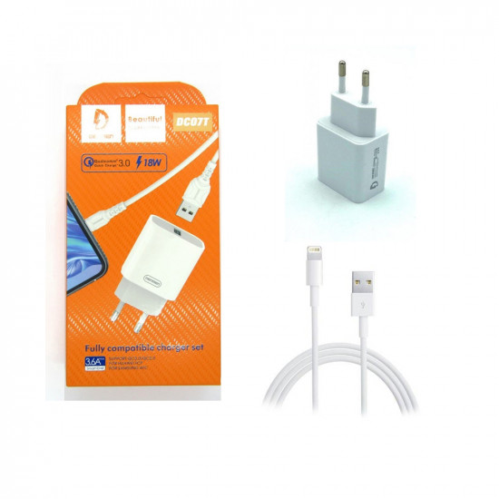 DENMEN HOME CHARGER DC07 iphone  1USB 18W 3.6a MAX FULLY COMPATIBLE CHARGE 18W WHITE
