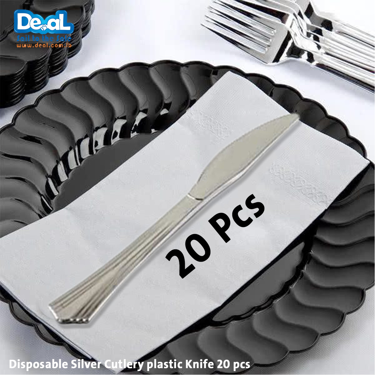 Disposable+Silver+Cutlery++plastic+Knife+20+pcs