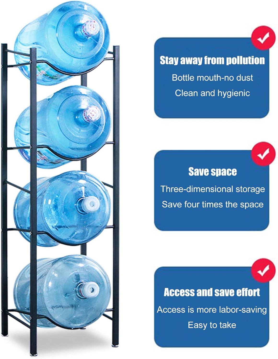 Door high peak 4 Gallon Water Jug Holder Water Bottle Storage Rack, Water Container Stand Shelf, Heavy Duty Dispenser Organizer Water Bottle Buddy Display