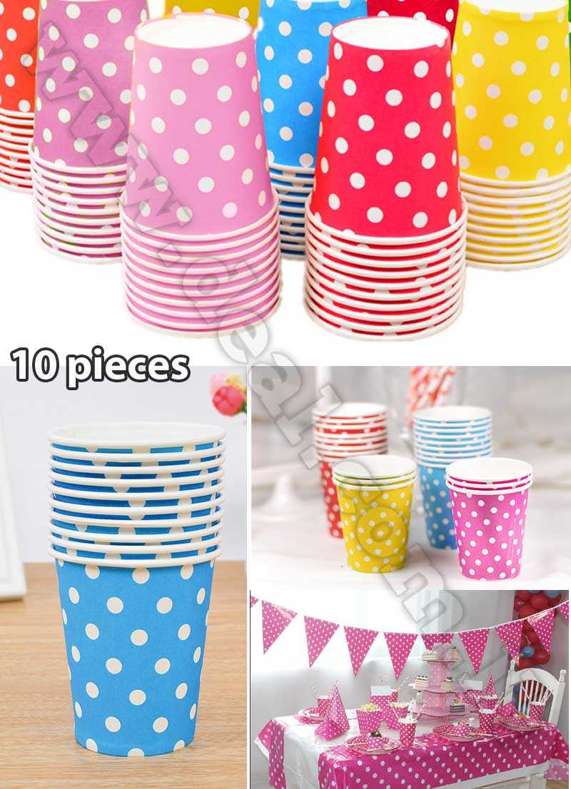Dot+Disposable+Party+Tableware+Cups+Set+Of+10+pcs
