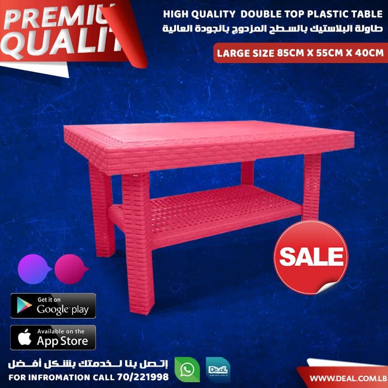 Double Top Plastic Centre Table For Living Room