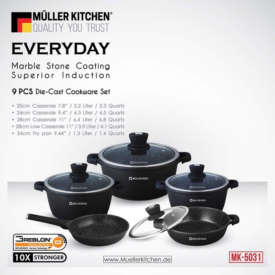 Muller Koch Everyday 9Pcs Die-Cast Cookware Set MK-5031
