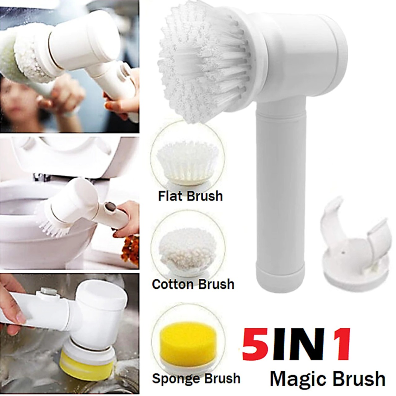 5 in 1 Handheld Bathtub Electric Brush Cleaner Scrubber For Kitchen and bath