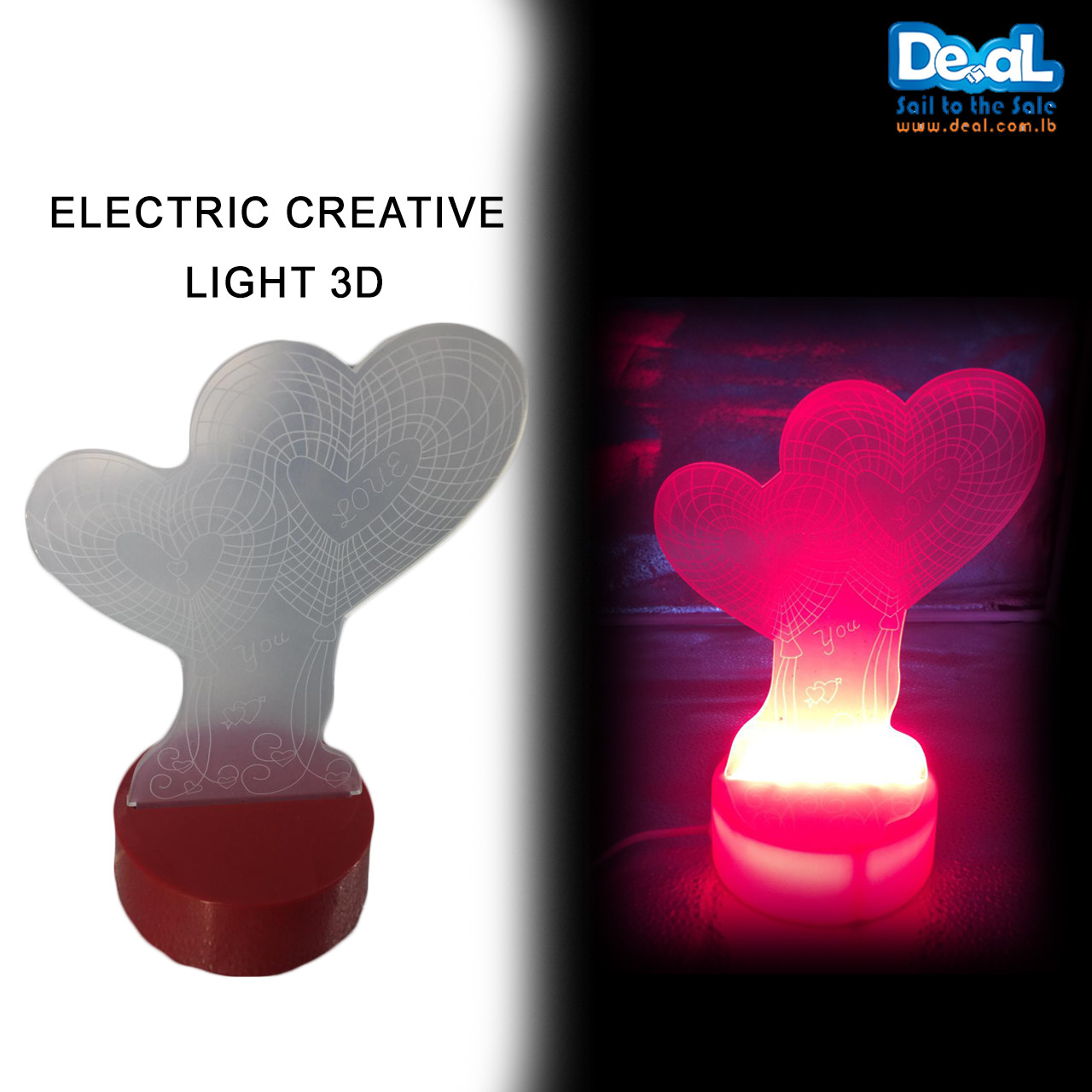 Electric Creative Light 3D Double Heart Shape