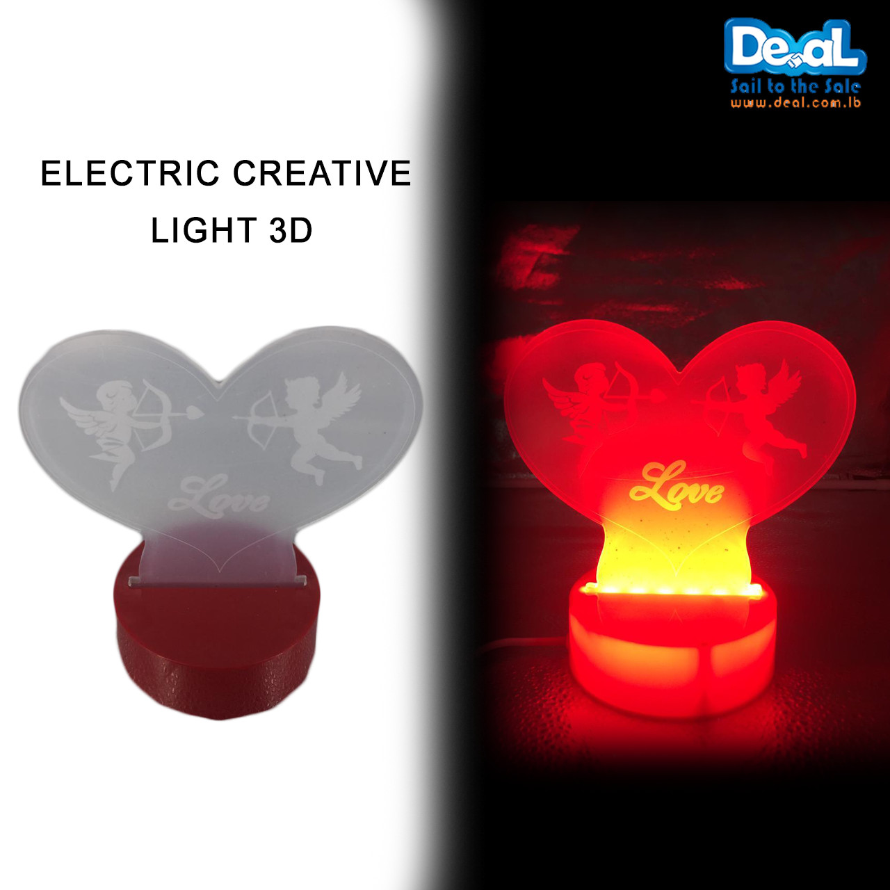 Electric+Creative+Light+3D+Heart+Angel+Shape