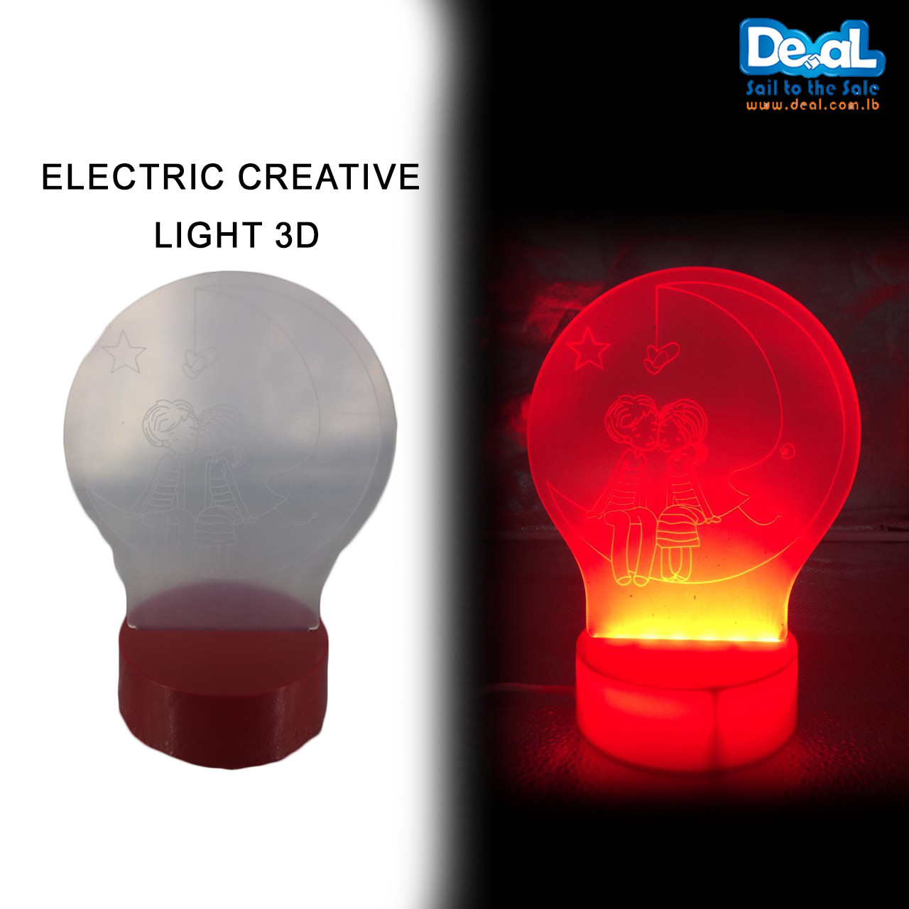 Electric+Creative+Light+3D+Moon+Shape