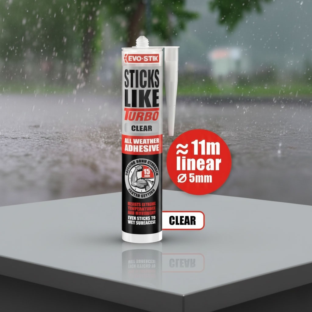 Evo-Stik Sticks Like Turbo All Weather Adhesive 290ML (Clear)