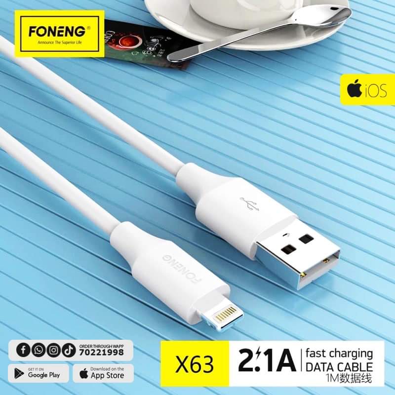 FONENG FAST CHARGING DATA CABLE 2.1A FOR IOS