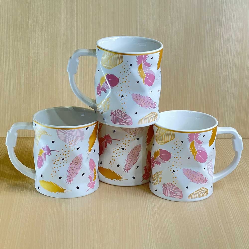 أكواب سيراميك بنقشة ريش | Feather Pattern Ceramic Mugs