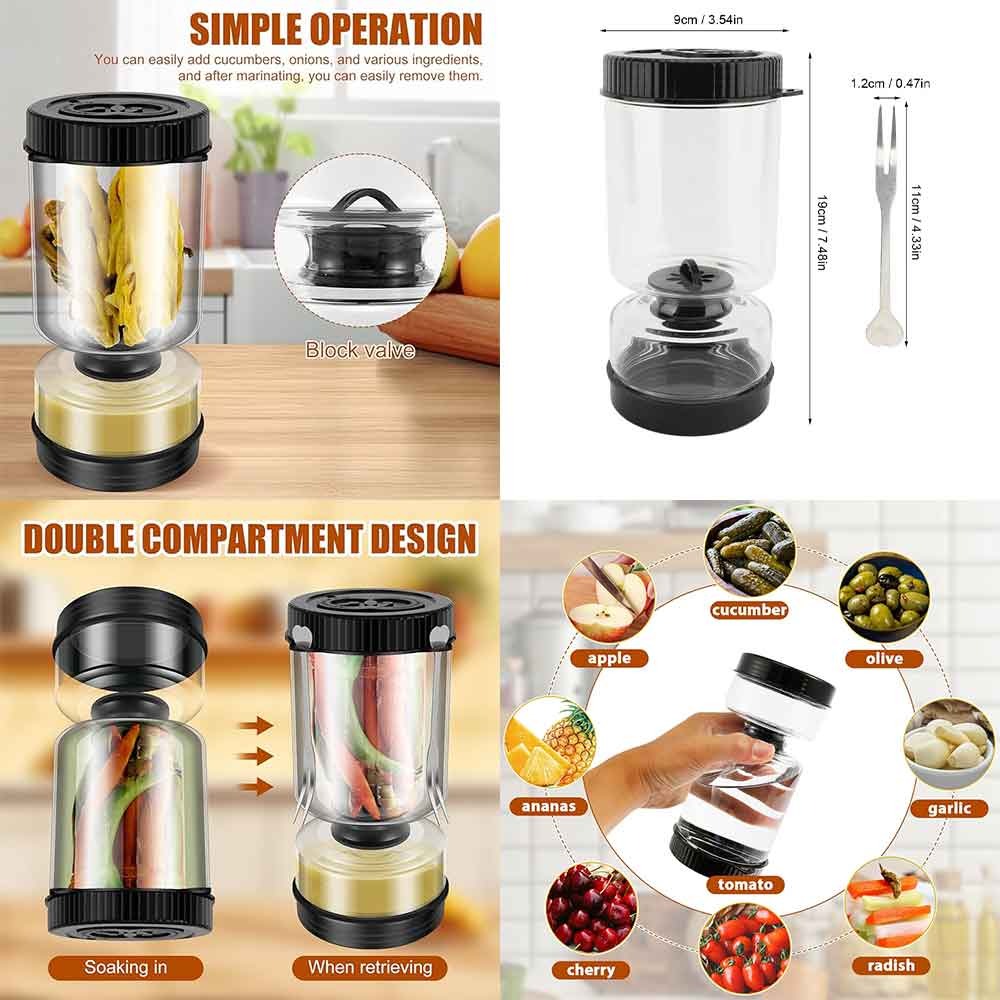 Filtered Pickle Jar Glass Leakage Proof Juice Separator Pickle Juicer,Labneh,Pickle,Vegetables,Pickle Container