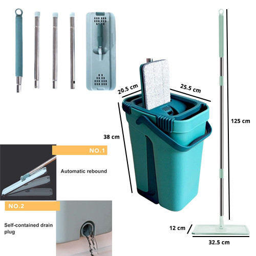 Flat Floor Mop and Bucket Set for Floor Cleaning With 2pcs Washable Pad