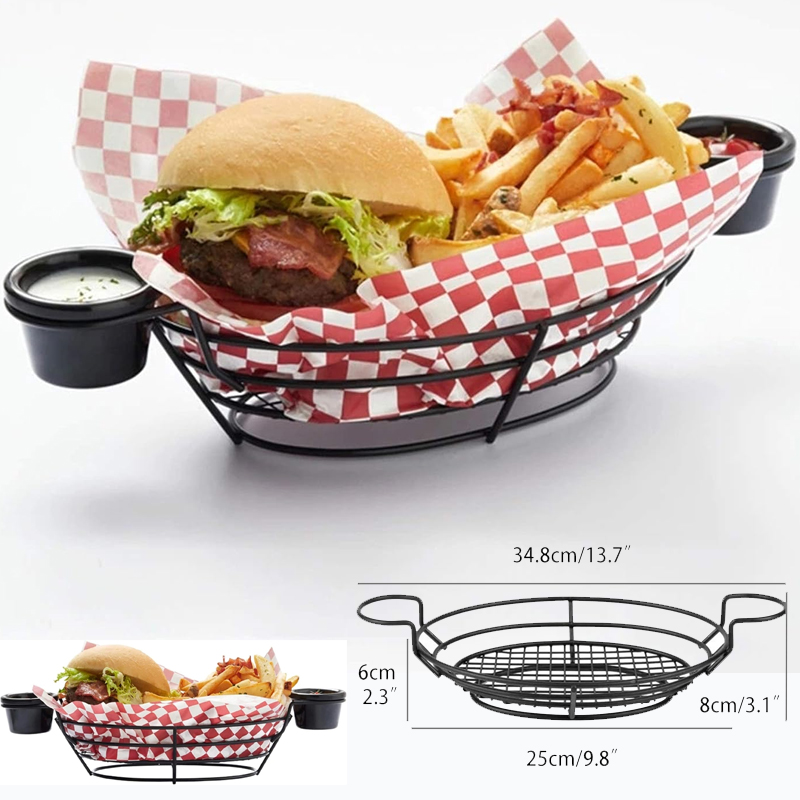 French+Fries+Stand+Stainless+Steel+Dinner+Plates+Fast+Food+Basket+French+Fries+Serving+Tray+Bread+Holder+Hamburger+Stand+for+Tempura+Calamari