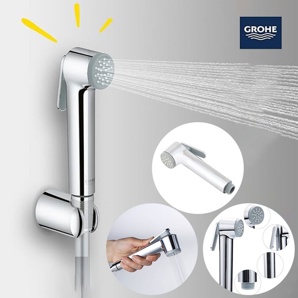 GROHE Tempesta-F Trigger Spray 30  High-Pressure Handheld Bidet Sprayer with Hose & Wall Bracket  Chrome Finish