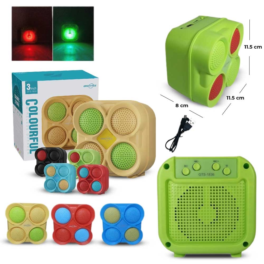 GTS-1836 Portable Bluetooth Speaker 3 Inch,Colourful Wireless Speaker