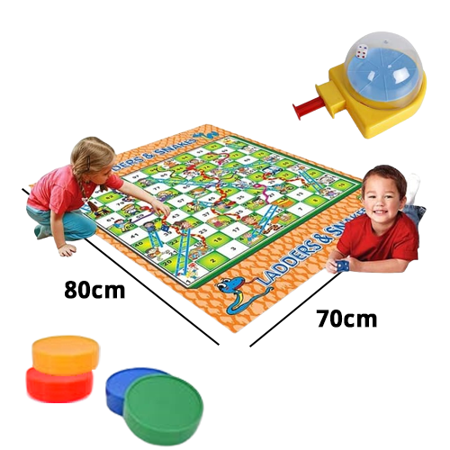 Giant Size Snake and Ladder Board Game Play Mat for 2 to 4 Players