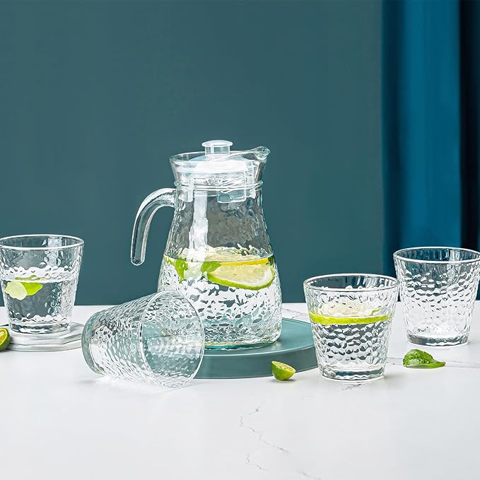 طقم زجاج للعصير والماء | Glass Pitcher Set 5 Pcs