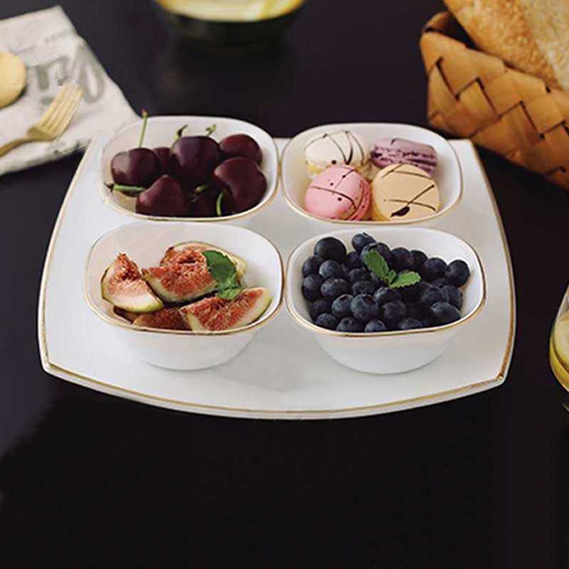 Gold Rim Snack Set Of 5pcs Opal Glassware  Dinnerware