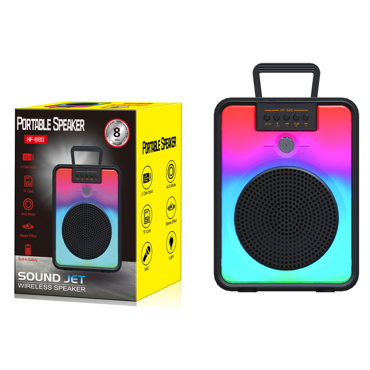 HF-880+Bass+Speaker+8+Inch+Big+Stereo+Speaker+With+Coloured+Lights