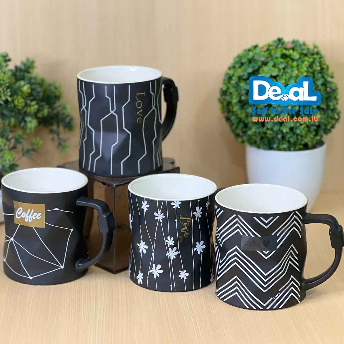 High Quality Black Coffee Mug, Geometry Pattern Coffee Cup Multiple Designs