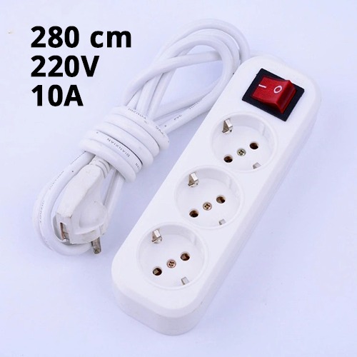 High Quality European Style 10A 220V Power Board Extension 3 Socket with Switch