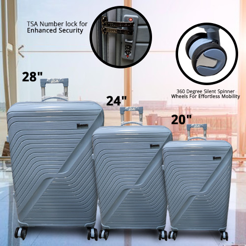High Quality PP 3 Pieces Luggage Set - Blue Color