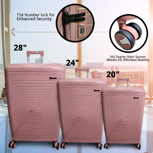 High Quality PP 3 Pieces Luggage Set - Rose Gold Color