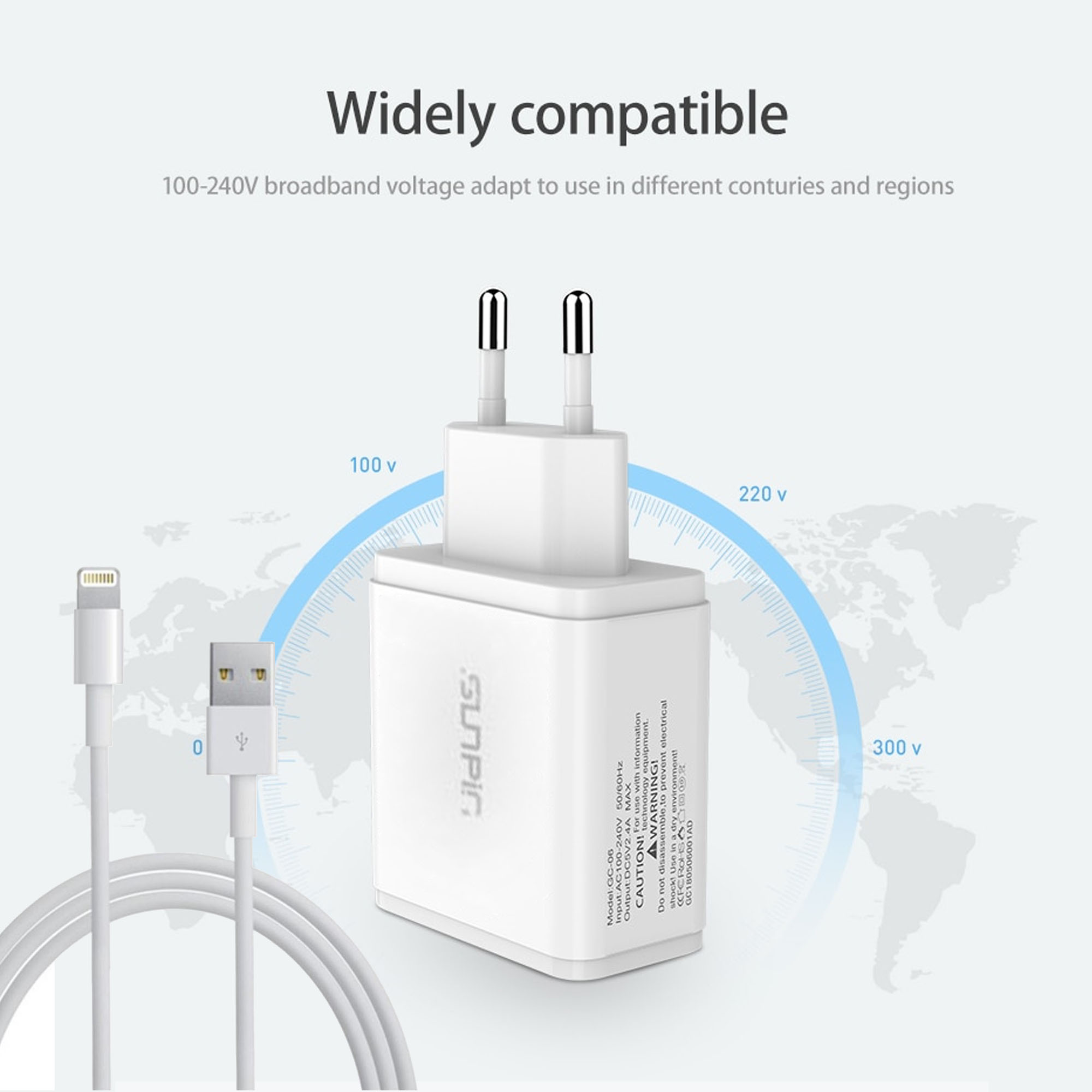 SUNPIN SP21 Iphone usb Fast USB Charger For Phone Dual Ports Phone Charger 5V 2.4A EU Plug Travel Wall Charger For iPhone Samsung Fast