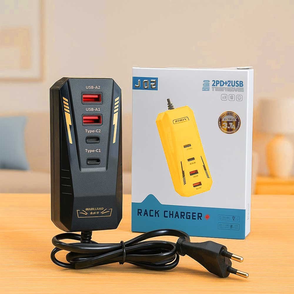 J02 Rack Charger Output 3.1A,Anti-Static Power Socket 2PD+2USB