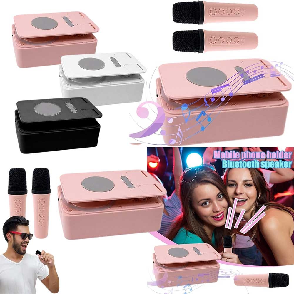 K-18 Portable Bluetooth Speaker with Phone Holder and 2 Microphones