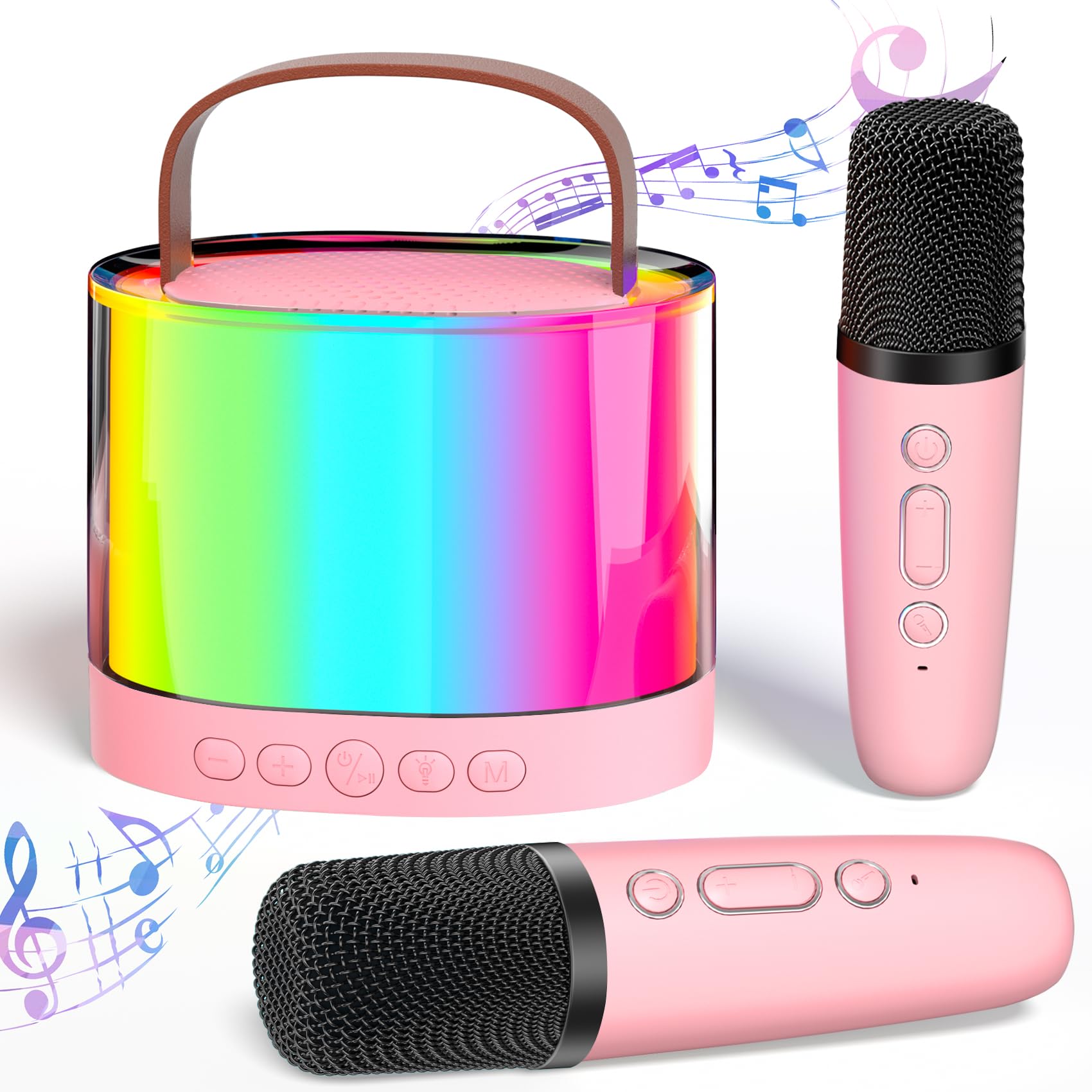 K52 Smart Portable Speaker RGB Light with Handle,Portable Bluetooth Speaker Clear Sound with 2 Microphones