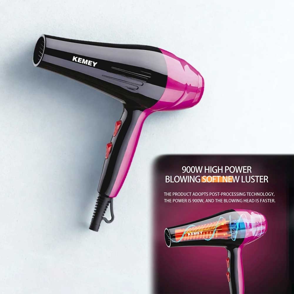 سشوار شعر KEMEY 900 واط (أيونات) | KEMEY 900W Ionic Hair Dryer