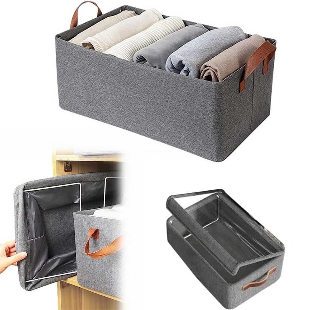 Large Capacity Wardrobe Foldable Stackable Container Organizer with Lid, Clothes Storage Box, Durable Clothes Basket for Blanket