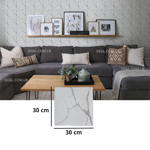 Marble Design Wall Sticker Foam Self Adhesive For Wall Decor (30X30cm)