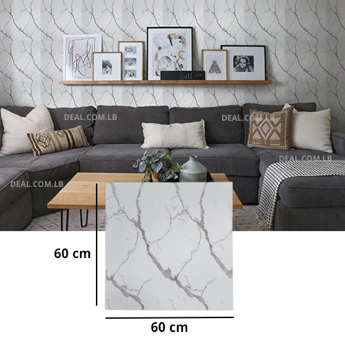 Marble Design Wall Sticker Foam Self Adhesive For Wall Decor (60X60cm)