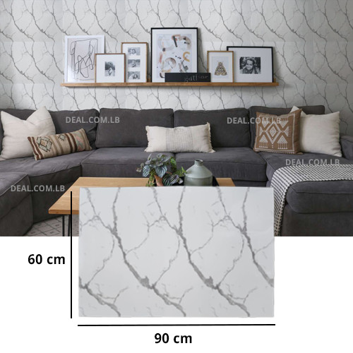 Marble Design Wall Sticker Foam Self Adhesive For Wall Decor (60X90cm)