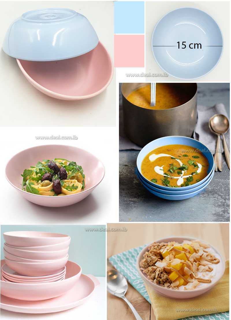 Medium Bowl Soup Plastic Pink Blue Color Kitchen