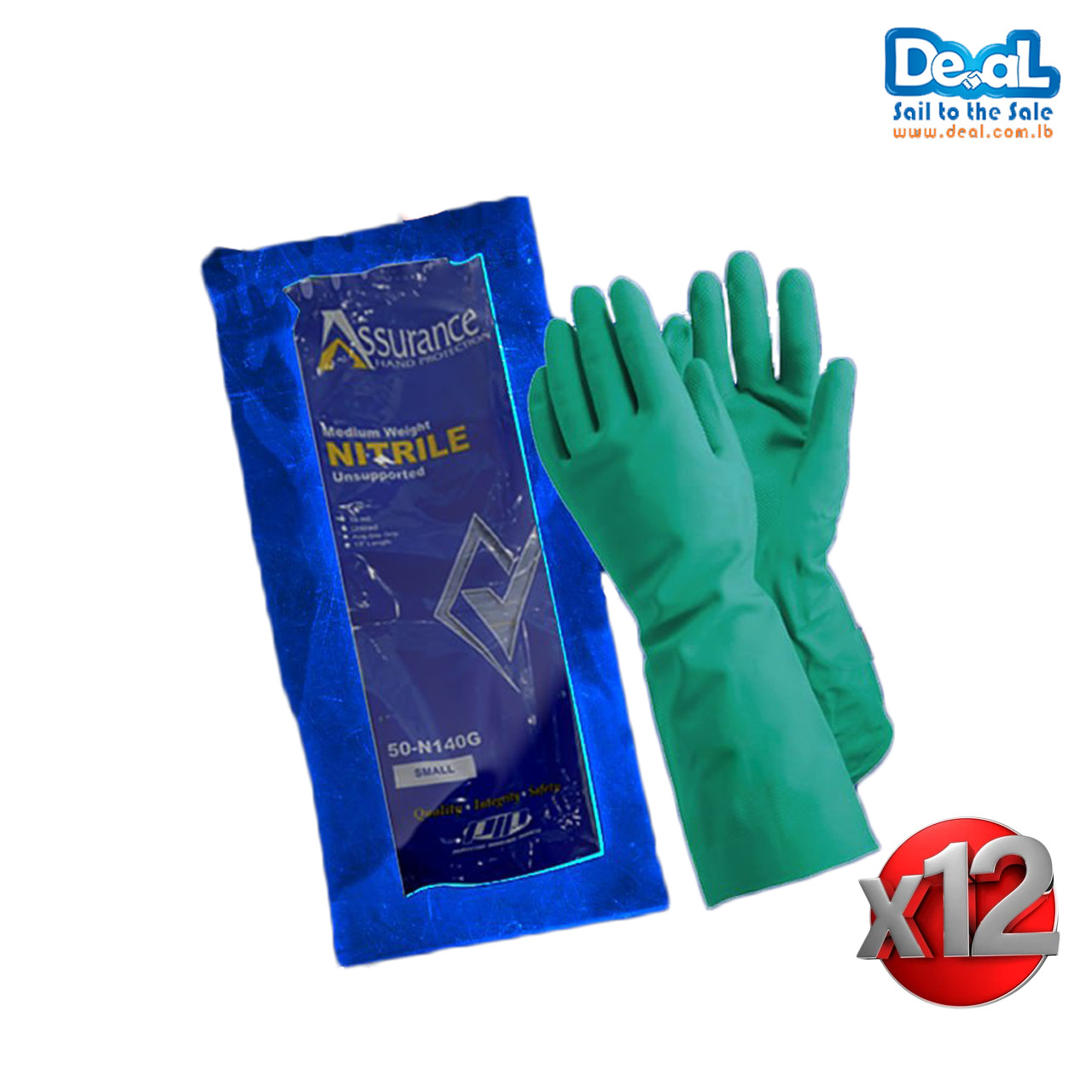Medium Weight Nitrile Hand Protection Gloves 12 pairs 50-N140G